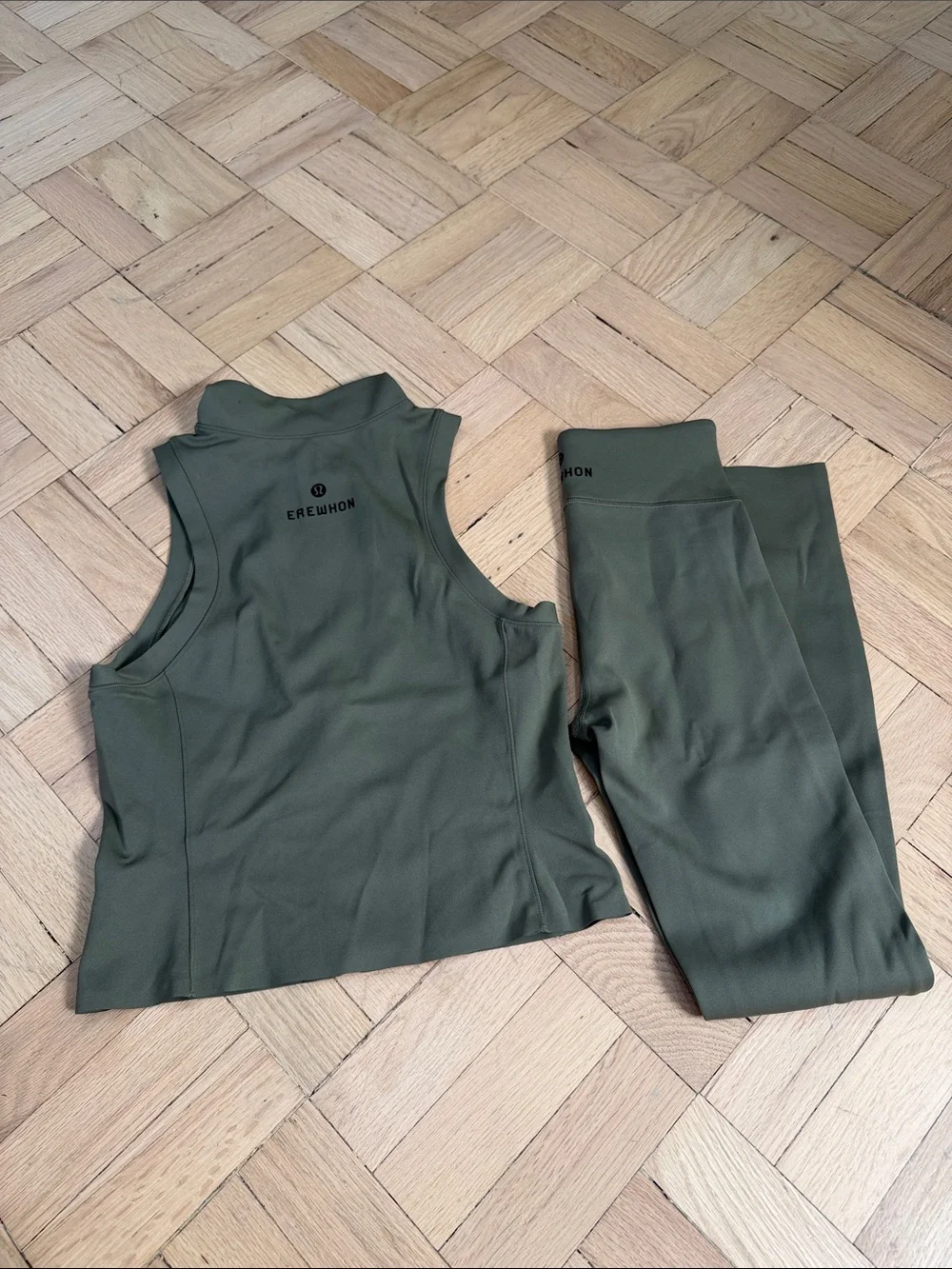 lululemon athletica EREWHON Olive Green top & Leggings Set